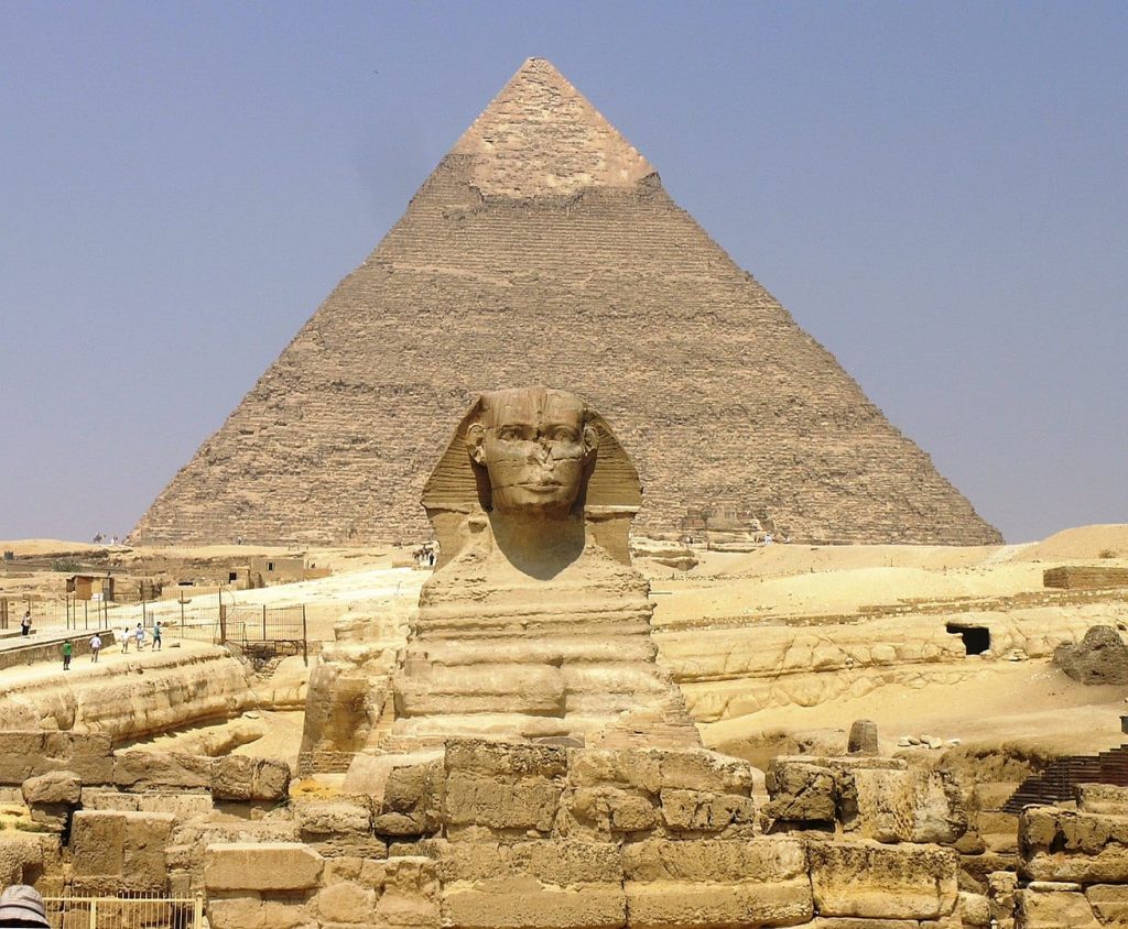 The Great Sphinx with Pyramid of Khafre in background 1